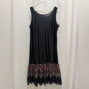 Vintage Nylon Black and Multicolor Slip Dress - XL